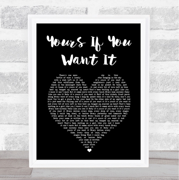 Rascal Flatts Yours If You Want It Black Heart Song Lyric Print