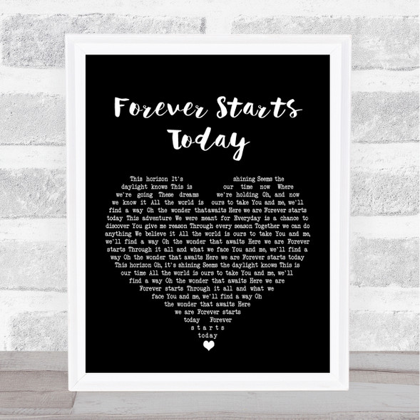 Tim Halperin Forever Starts Today Black Heart Song Lyric Print