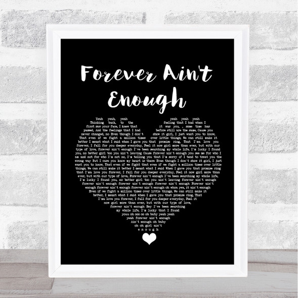 J. Holiday Forever Ain't Enough Black Heart Song Lyric Print