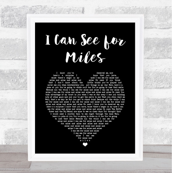 The Who I Can See for Miles Black Heart Song Lyric Print
