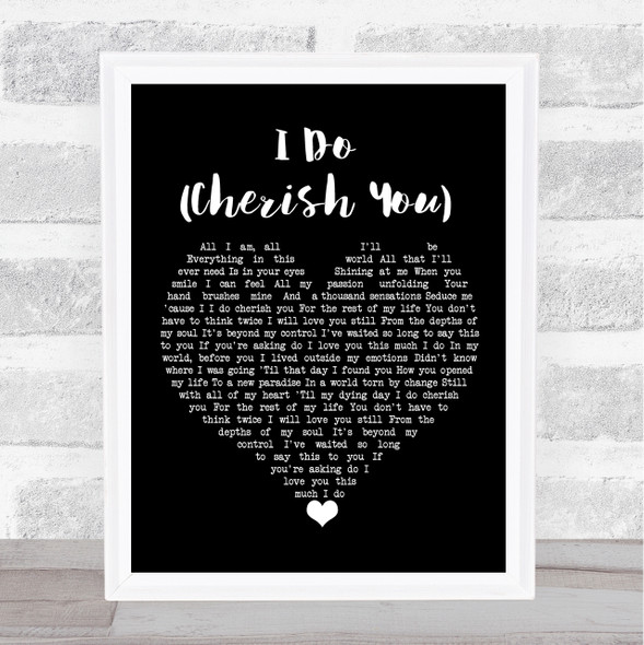 98 Degrees I Do (Cherish You) Black Heart Song Lyric Print