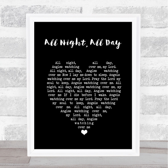 Cedarmont Baby All Night, All Day Black Heart Song Lyric Print