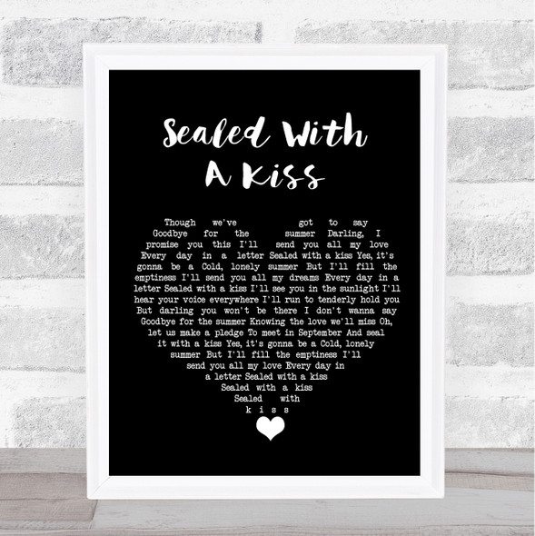 Jason Donovan Sealed With A Kiss Black Heart Song Lyric Print