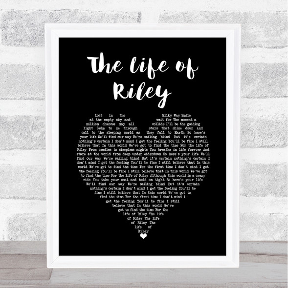 The Lightning Seeds The Life of Riley Black Heart Song Lyric Print