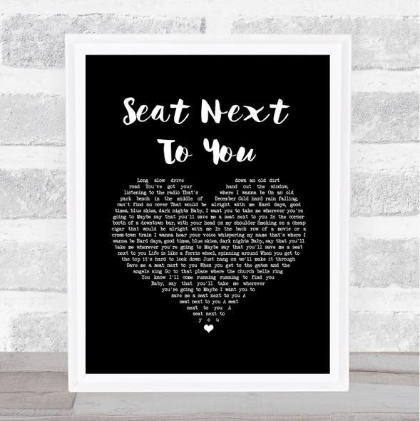 Bon Jovi Seat Next To You Black Heart Song Lyric Print