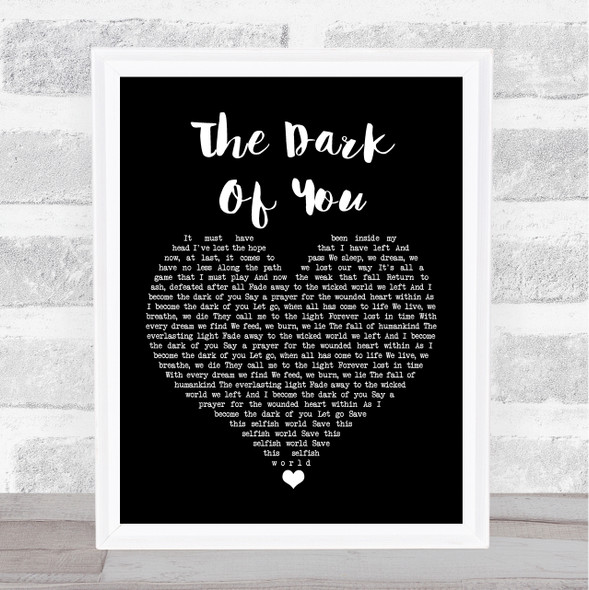 Breaking Benjamin The Dark Of You Black Heart Song Lyric Print