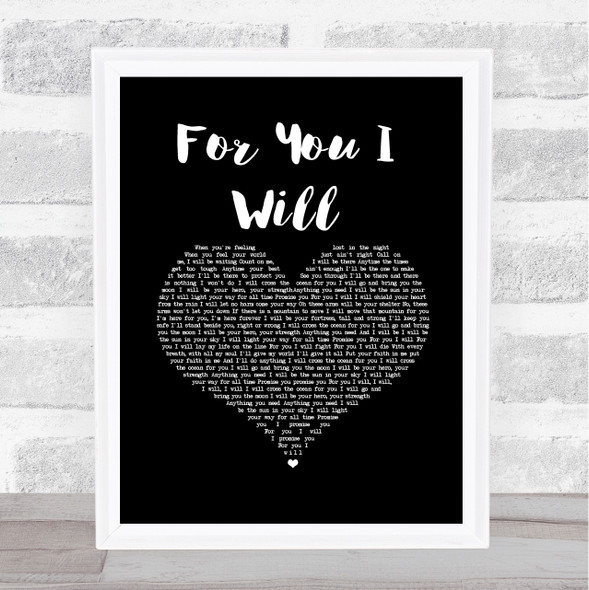 Monica For You I Will Black Heart Song Lyric Print