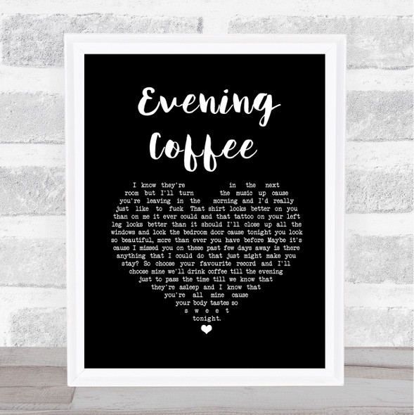 Moose Blood Evening Coffee Black Heart Song Lyric Print