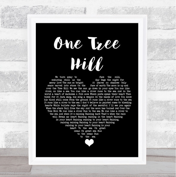 U2 One Tree Hill Black Heart Song Lyric Print