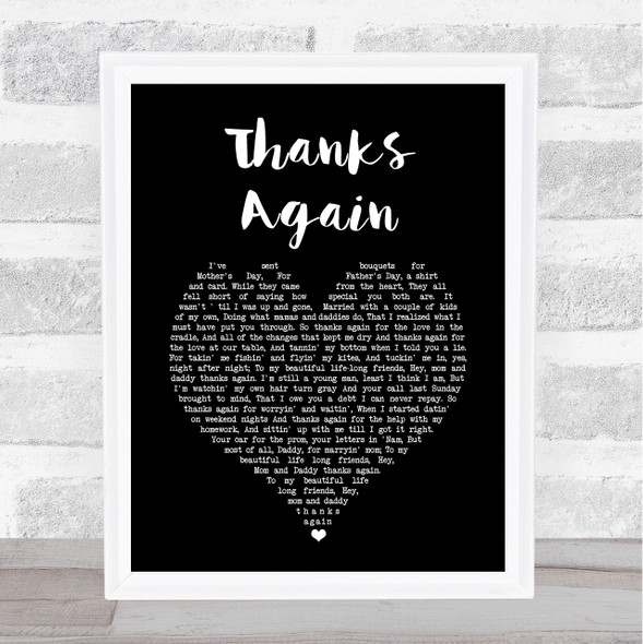 Ricky Skaggs Thanks Again Black Heart Song Lyric Print