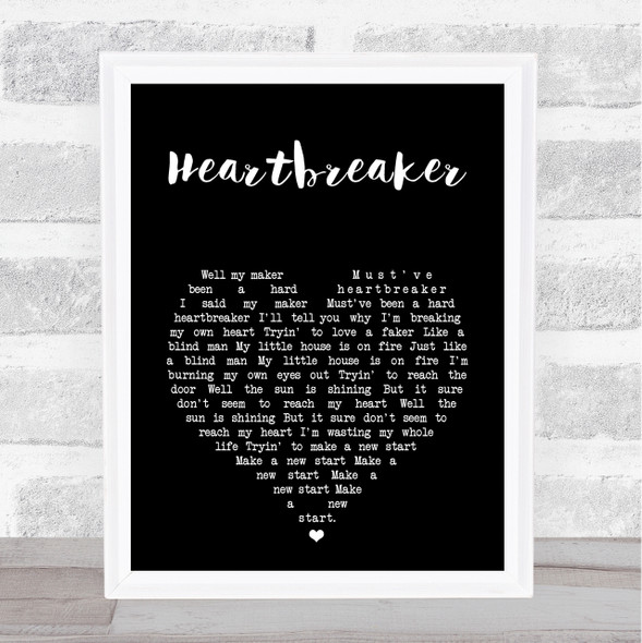 Free Heartbreaker Black Heart Song Lyric Print