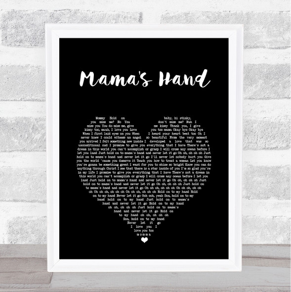 Queen Naija Mama's Hand Black Heart Song Lyric Print