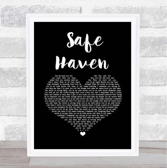 Ruth B Safe Haven Black Heart Song Lyric Print