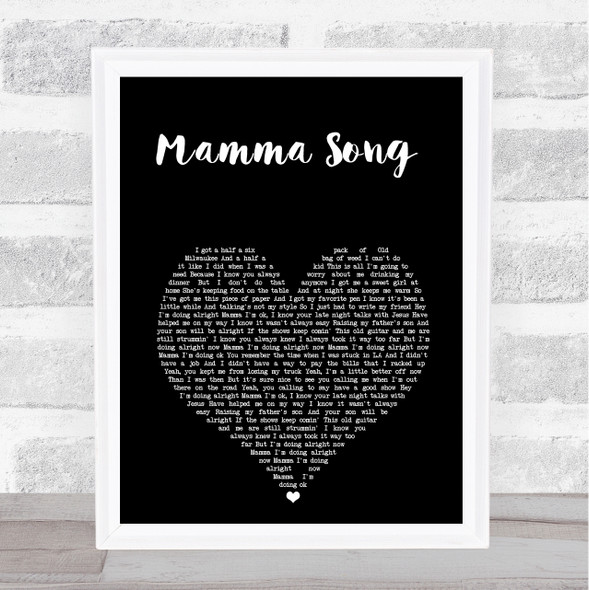 Cody Jinks Mamma Song Black Heart Song Lyric Print