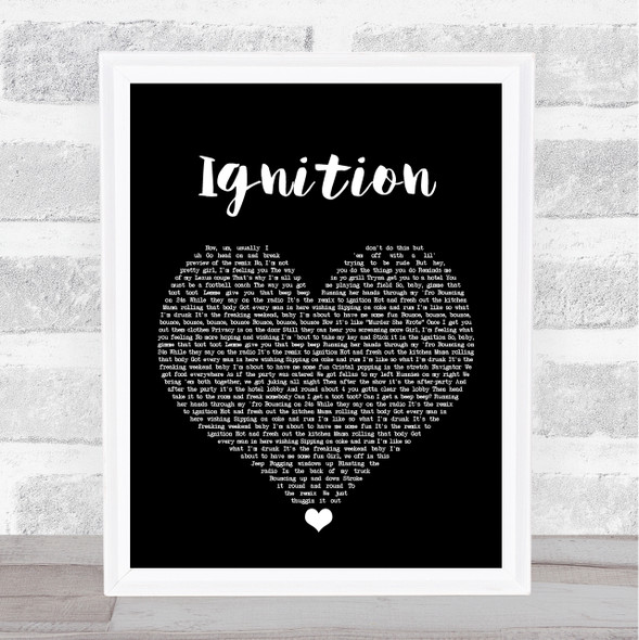 R Kelly Ignition Black Heart Song Lyric Print