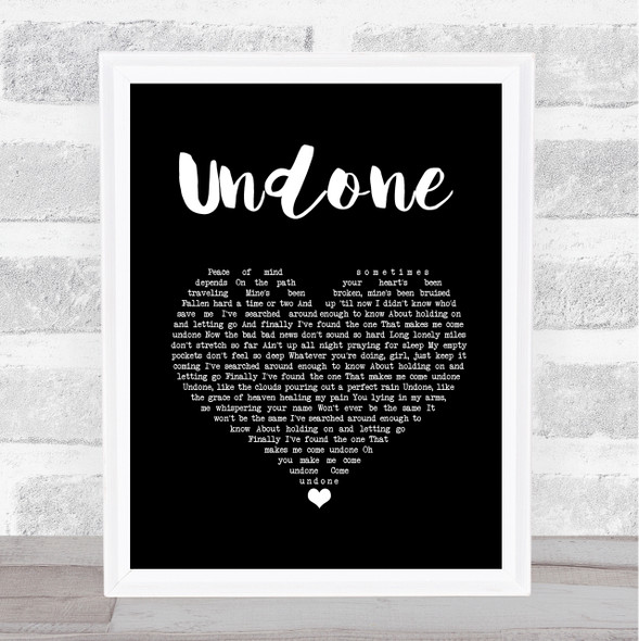 Casey James Undone Black Heart Song Lyric Print