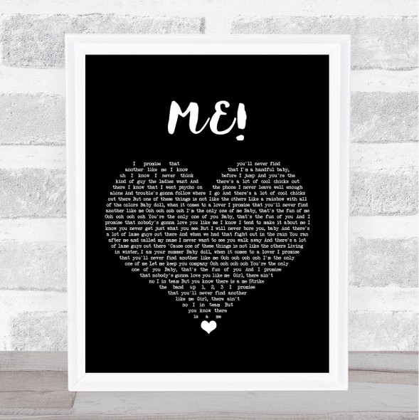 Taylor Swift ME Black Heart Song Lyric Print