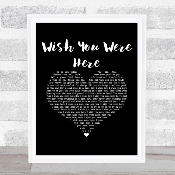 Aslan Wish You Were Here Black Heart Song Lyric Music Art Print