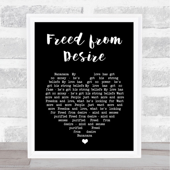 GALA Freed from Desire Black Heart Song Lyric Music Art Print