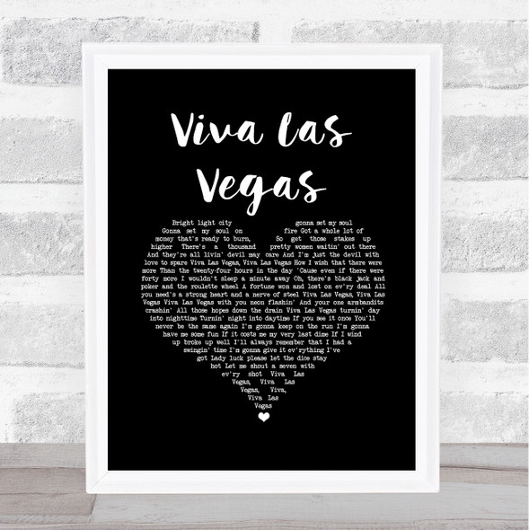 Elvis Presley Viva Las Vegas Black Heart Song Lyric Music Art Print