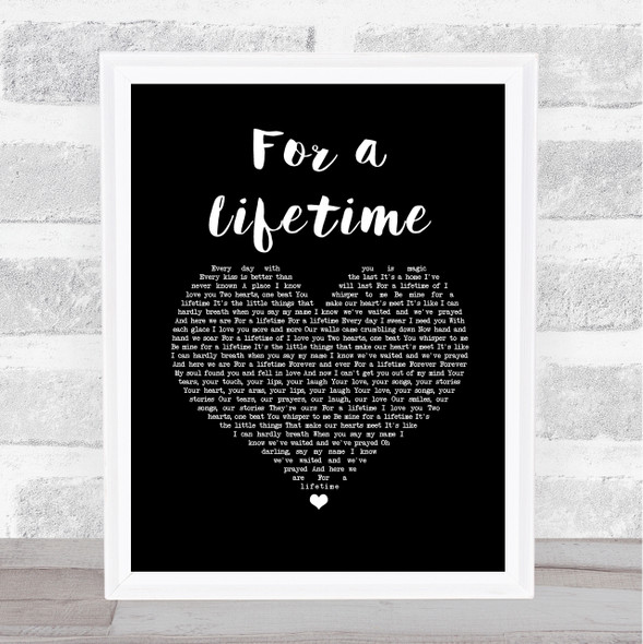 Ryann Darling For a Lifetime Black Heart Song Lyric Music Art Print