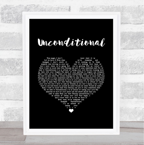 Picture This Unconditional Black Heart Song Lyric Music Art Print