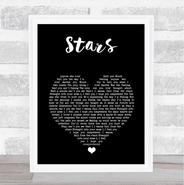 Simply Red Stars Black Heart Song Lyric Music Art Print