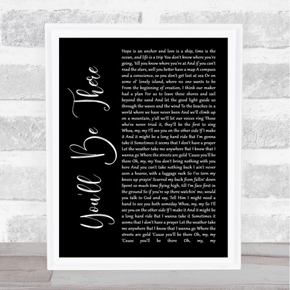 George Strait You'll Be There Black Script Song Lyric Quote Music Print