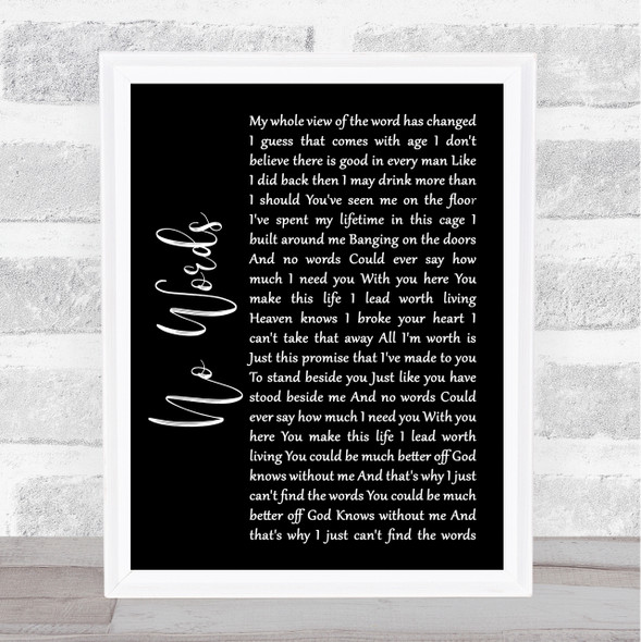 Cody Jinks No Words Black Script Song Lyric Quote Music Print