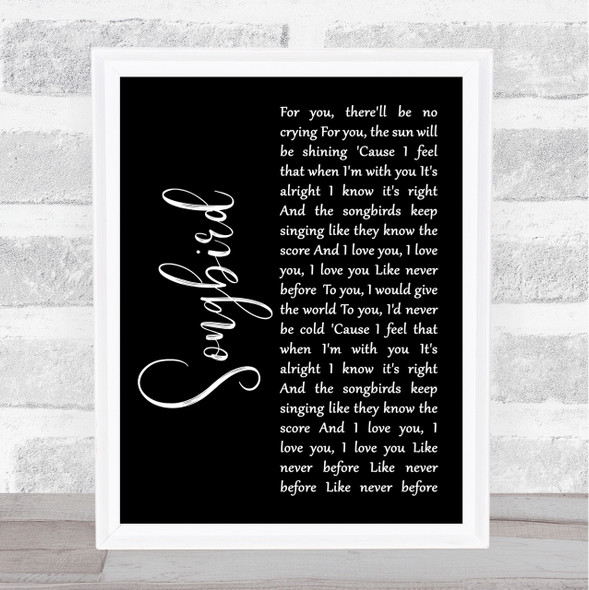 Eva Cassidy Songbird Black Script Song Lyric Quote Print