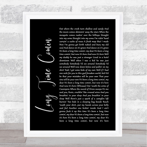 Bruce Springsteen Long Time Comin Black Script Song Lyric Print