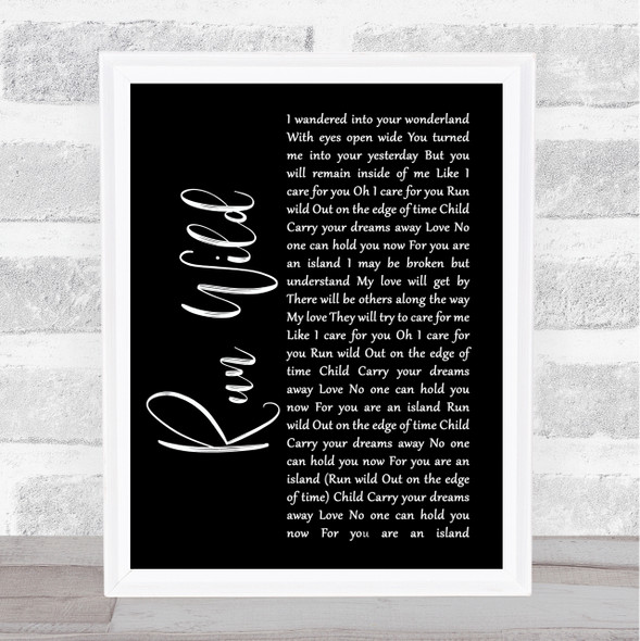 Barbra Streisand Run Wild Black Script Song Lyric Print