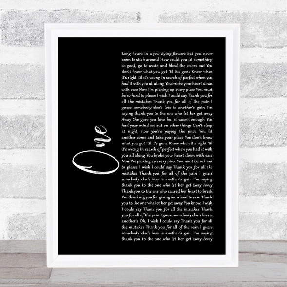 Lewis Capaldi One Black Script Song Lyric Print