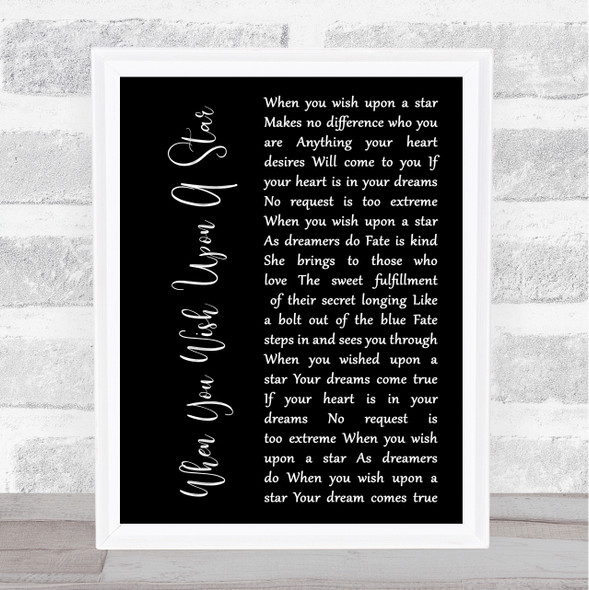 Jesse McCartney When You Wish Upon A Star Black Script Song Lyric Print