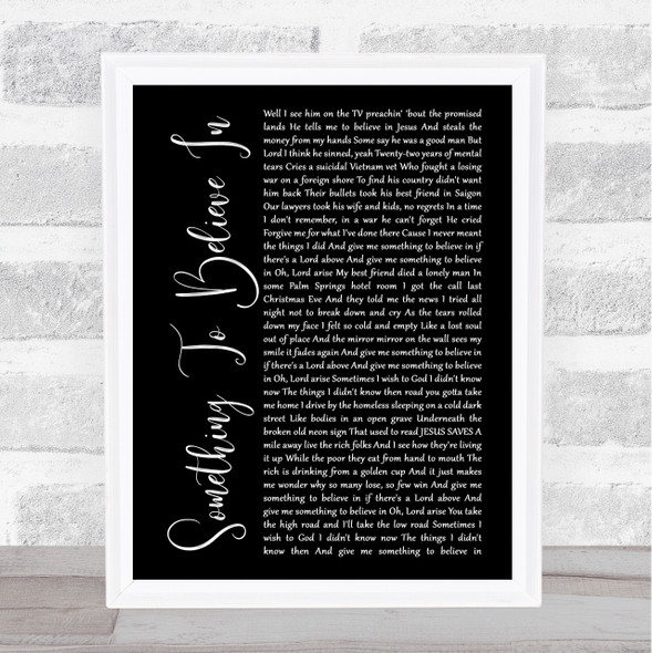 Poison Something To Believe In Black Script Song Lyric Print