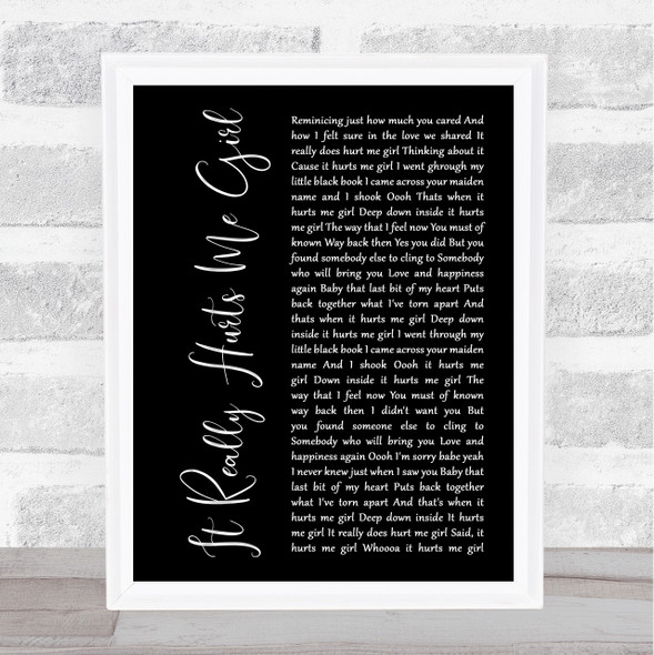 The Carstairs It Really Hurts Me Girl Black Script Song Lyric Print