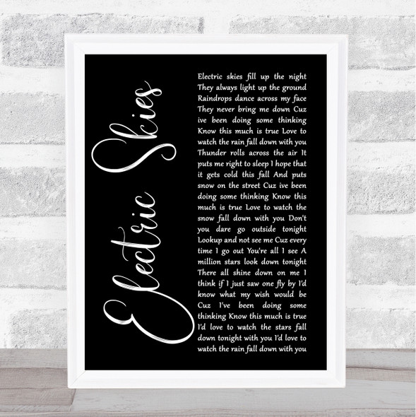 Josh Abbott Band Electric Skies Black Script Song Lyric Print