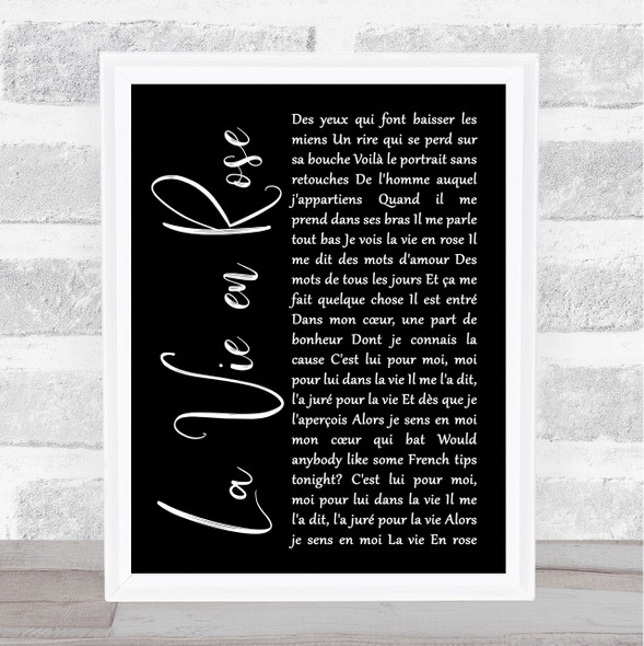 Lady Gaga La Vie en Rose Black Script Song Lyric Print