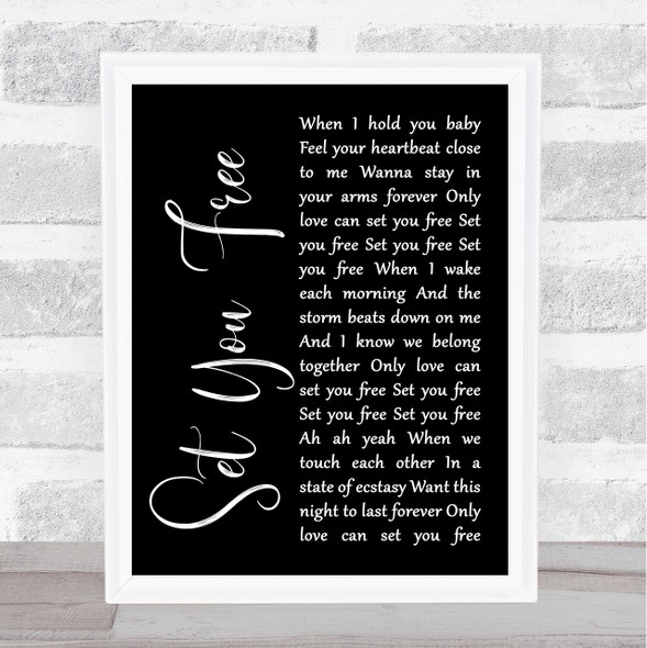 N Trance Set You Free Black Script Song Lyric Print