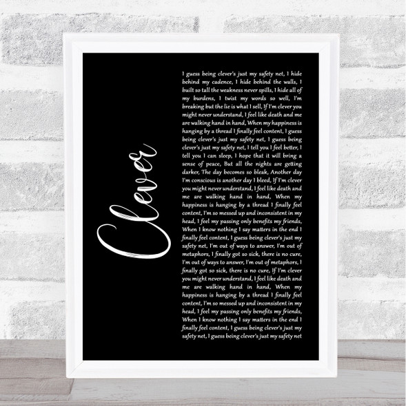 Beartooth Clever Black Script Song Lyric Print