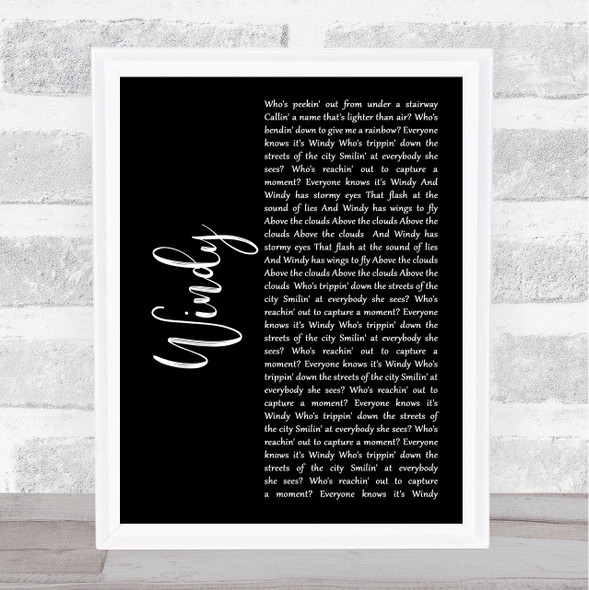 The Association Windy Black Script Song Lyric Print