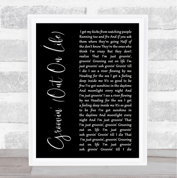 UB40 Groovin' (Out On Life) Black Script Song Lyric Music Art Print