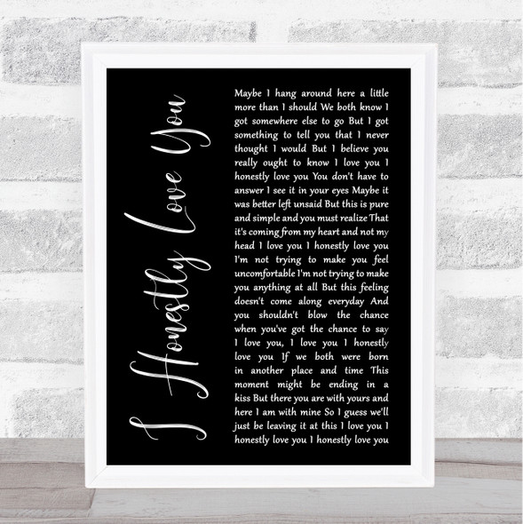 Olivia Newton-John I Honestly Love You Black Script Song Lyric Music Art Print