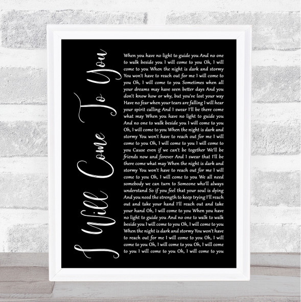 Hanson I Will Come To You Black Script Song Lyric Music Art Print