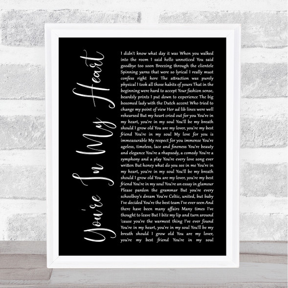 Rod Stewart You're In My Heart Black Script Song Lyric Music Art Print