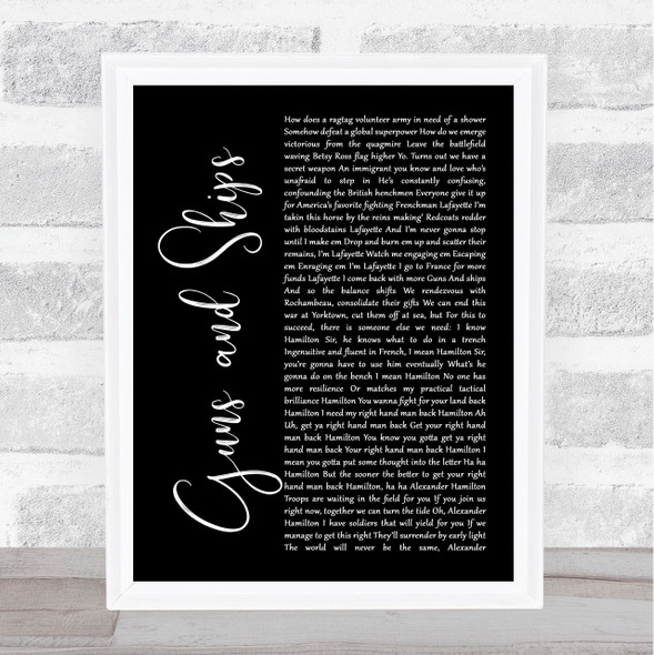 Leslie Odom, Jr., Daveed Diggs, Christopher Jackson & Original Broadway Cast of Hamilton Guns and Ships Black Script Song Lyric Music Art Print