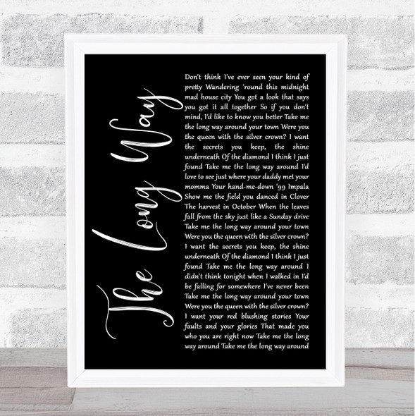 Brett Eldredge The Long Way Black Script Song Lyric Music Art Print