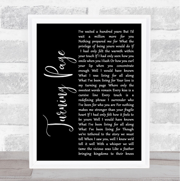 Sleeping At Last Turning Page Black Script Song Lyric Music Art Print