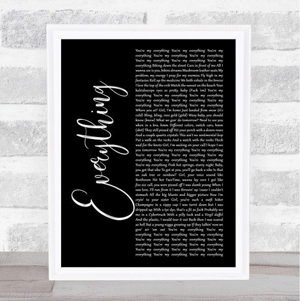 Jaden Smith Everything Black Script Song Lyric Music Art Print