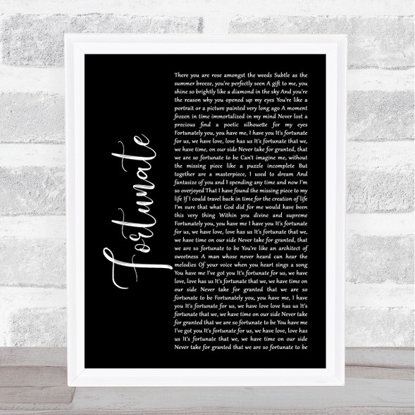 Lathun Fortunate Black Script Song Lyric Music Art Print